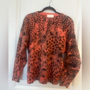 Vintage 90’s Cache Leopard Print Angora/Wool Blend Cozy Sweater, Small